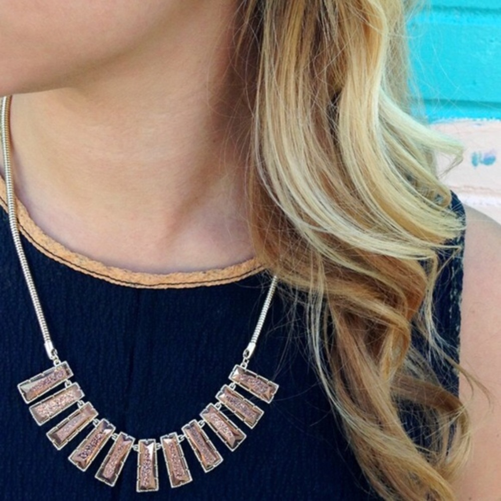Kendra Scott Angelina Rosegold Druzy Necklace